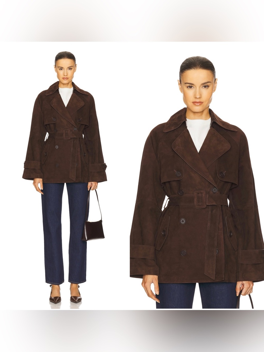 NWT L'Academie Elae Suede Jacket in Chocolate Brown